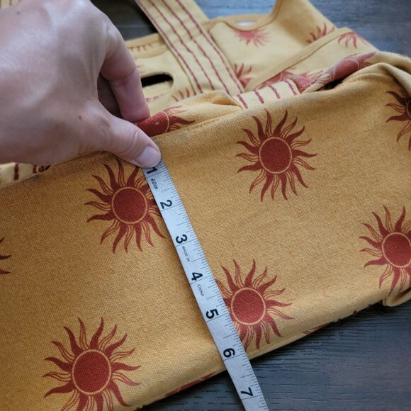 Free People Caravan Canvas Tote Sun Print Yellow Red Large Bag Boho Summer - Picture 9 of 9